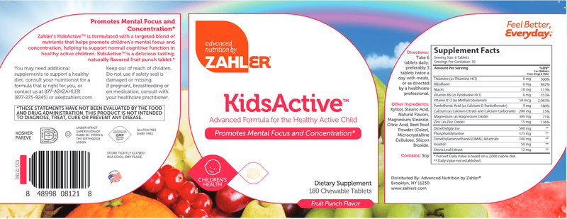 KidsActive (Advanced Nutrition by Zahler) Label
