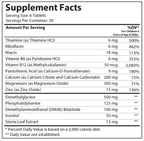 KidsActive (Advanced Nutrition by Zahler) Supplement Facts