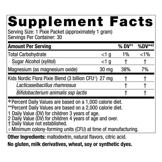 kids probiotic pixies (nordic naturals) supplement facts