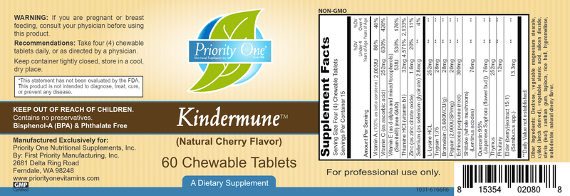 Kindermune (Priority One Vitamins) label