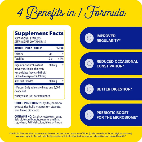 Kiwi Regularity Chews Supplement Facts Label