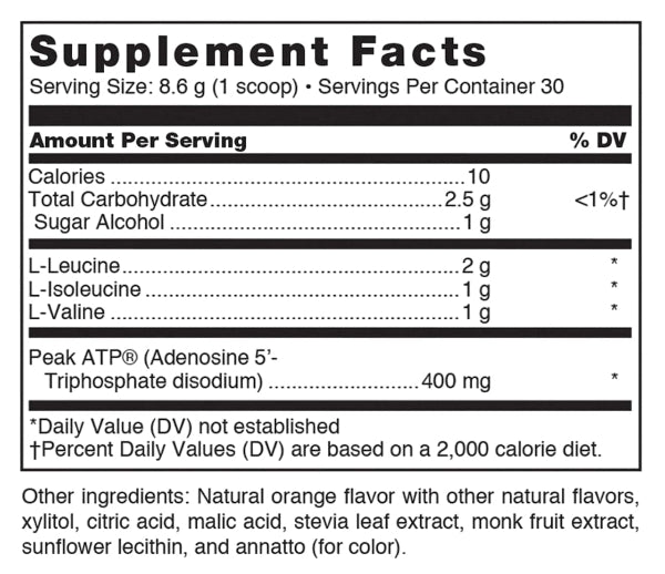 klean bcaa + peak atp (klean athlete) supplement facts