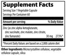 krebs zinc (vibrant health) supplement facts