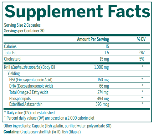 Krill Oil supplement facts Genestra