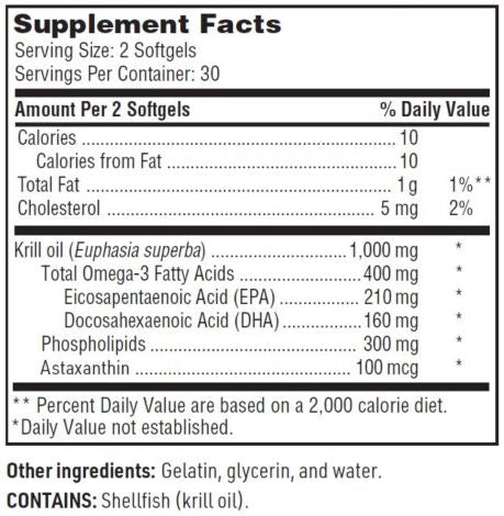 Krill Oil (Klaire Labs) supplement facts