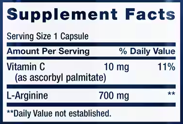 L-Arginine Caps (Life Extension) supplement facts
