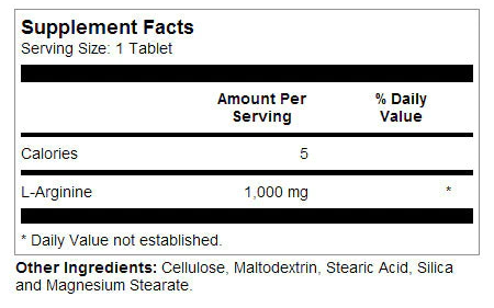  L-Arginine SR 1000 mg KAL supplement facts