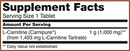l-carnitine 1000 mg (now foods) supplement facts