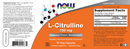 l-citrulline 750 mg (now foods) label