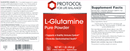 l-glutamine pure powder (protocol for life balance) label