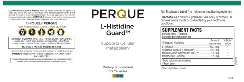 L-Histidine Guard (Perque) Label