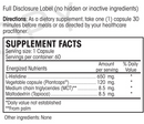 l-histidine guard (perque) supplement facts