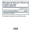 lysine vital nutrients supplement facts