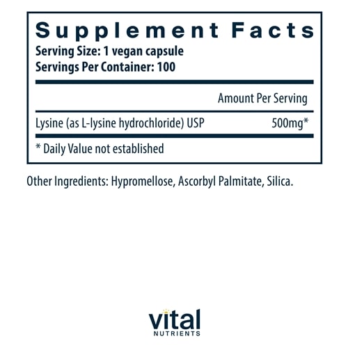 L-Lysine 500 mg Vital Nutrients supplements