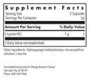 l-lysine 500 mg allergy research group supplement facts