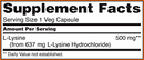 l-lysine 500 mg (now foods) supplement facts