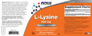 l-lysine 500 mg (now foods) label