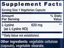 l-lysine (life extension) supplement facts