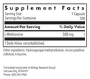 l-methionine 500 mg allergy research group supplement facts