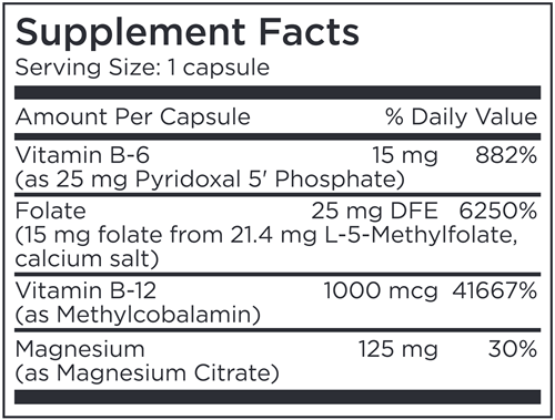 L-Methylfolate 15 mg + Cofactors (MethylPro) supplement facts