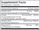 l-methylfolate 5 mg + cofactors (methylpro) supplement facts