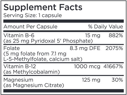 L-Methylfolate 5 mg + Cofactors (MethylPro) supplement facts