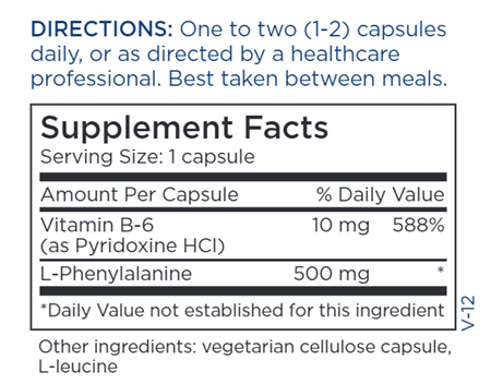 L-Phenylalanine 500 mg (Metabolic Maintenance) supplement facts