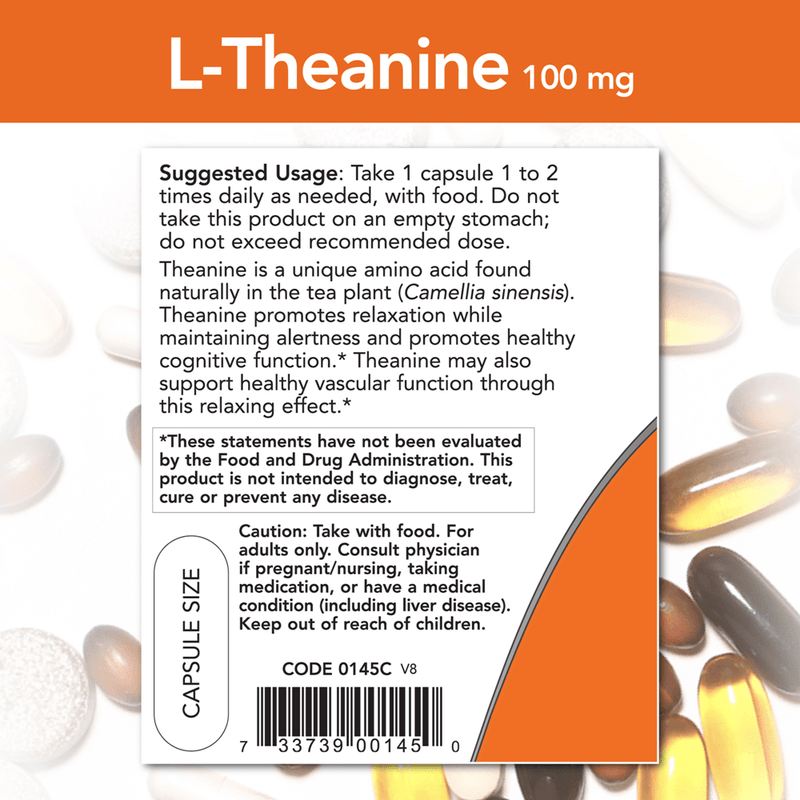 L-Theanine 100 mg (NOW) Label