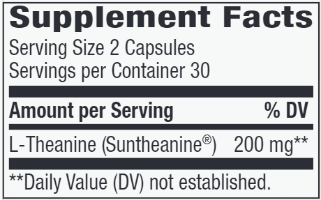 L-Theanine Veg Capsules (Nature's Way) 60ct supplement facts
