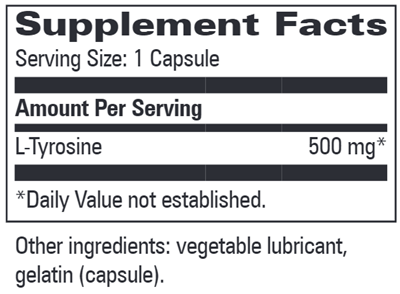 L-Tyrosine 500 mg (Progressive Labs) Supplement Facts