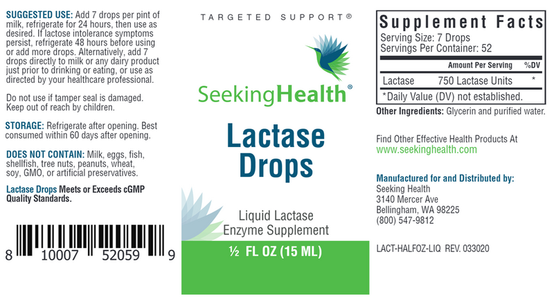 Lactase Drops Seeking Health Label