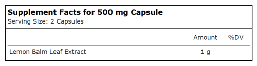 lemon balm (planetary herbals) supplement facts