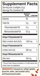 lignan flax oil softgels (barlean's) supplement facts