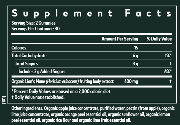 Lion's Mane Mushroom Gummies (Gaia Herbs) supplement facts