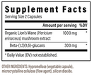 lion's mane extract capsules (real mushrooms) supplement facts
