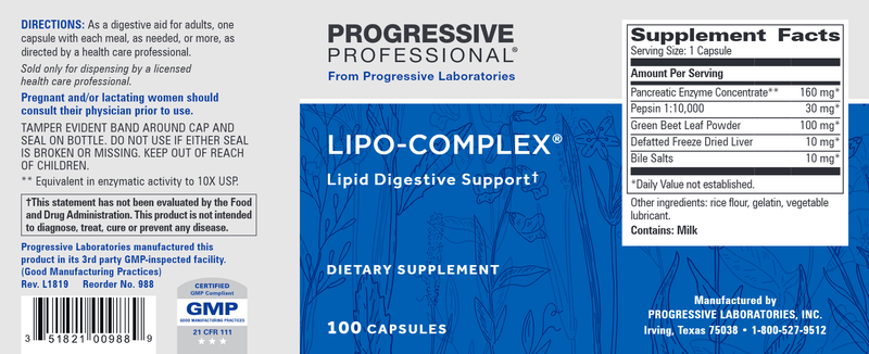 Lipo-Complex (Progressive Labs) Label