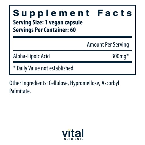 Lipoic Acid 300 mg Vital Nutrients supplements