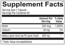 lipoic acid 300mg ortho molecular supplement facts
