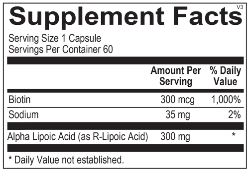 lipoic acid 300mg ortho molecular supplement facts