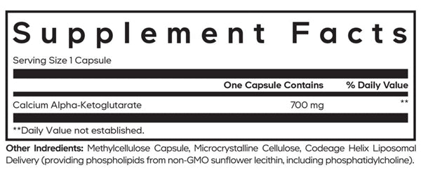 Liposomal Calcium AKG Supplement Facts Label