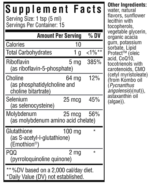 Liposomal Glutathione Plus Seeking Health supplement facts