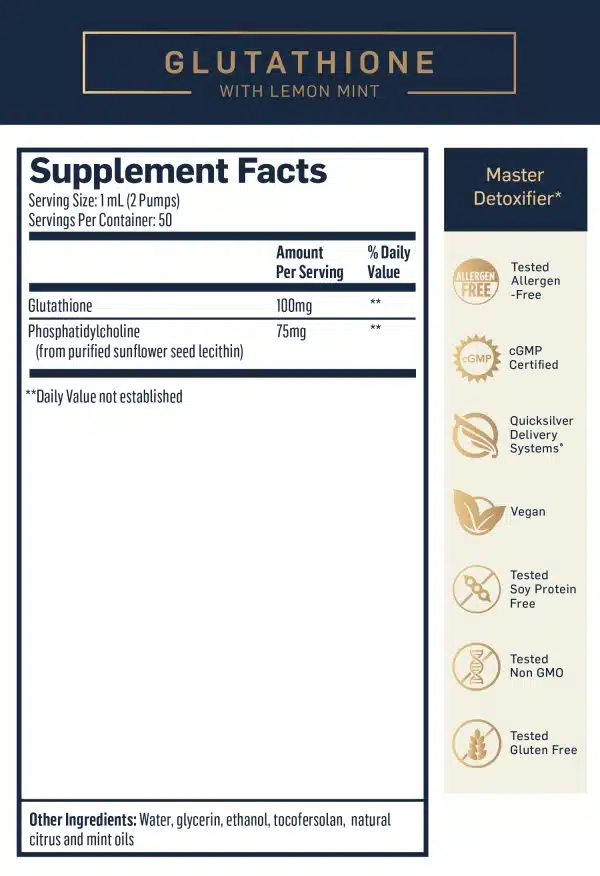 Liposomal Glutathione Quicksilver Scientific supplement facts