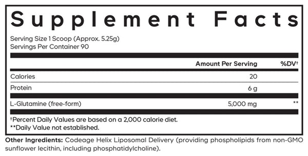 Liposomal L-Glutamine Powder Supplement Facts Label