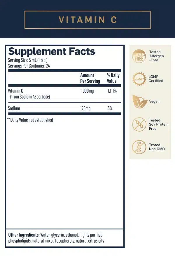 Liposomal Vitamin C Quicksilver Scientific supplement facts