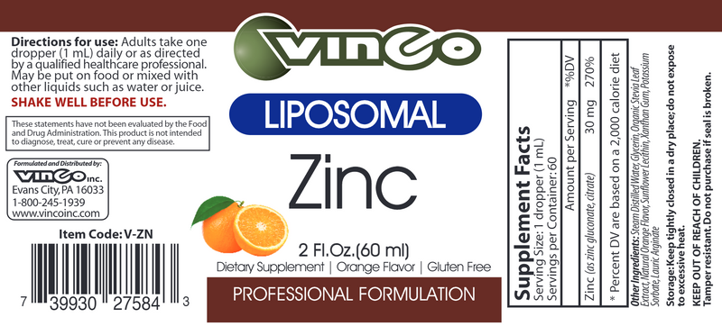 Liposomal Zinc Vinco products