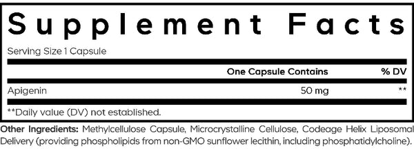 Liposomal Apigenin Supplement Facts Label