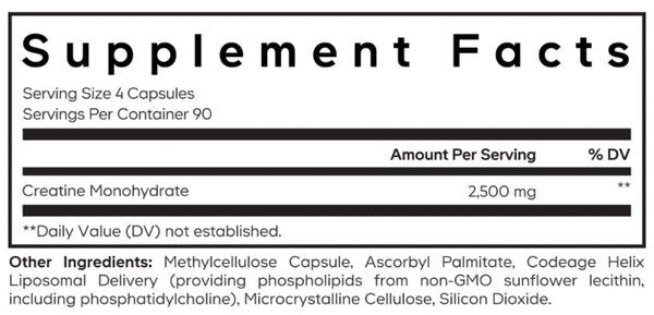 Liposomal Creatine Capsules Supplement Facts Label