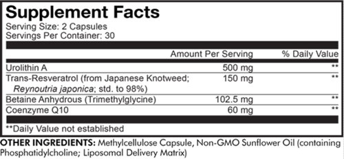 Liposomal Urolithin A Supplement Facts Label