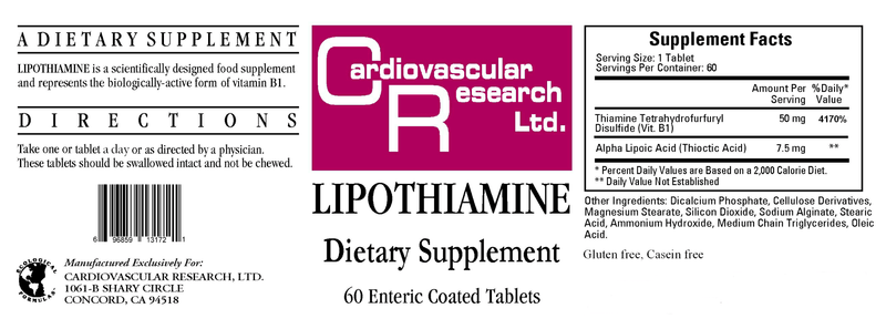 Lipothiamine (Ecological Formulas) Label