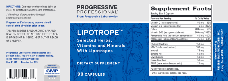 Lipotrope (Progressive Labs) Label